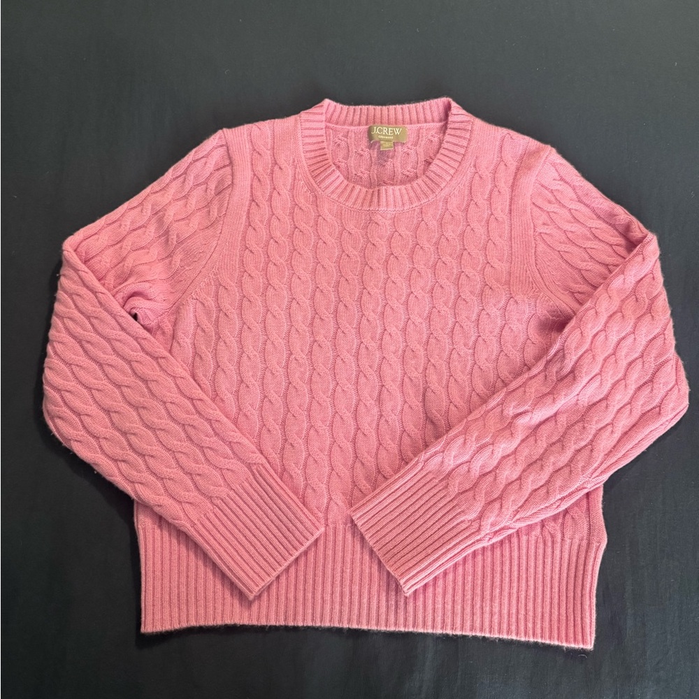 J. Crew Cashmere Cable Knit Crew Neck Sweater